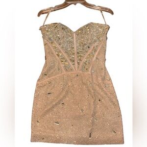 Sherri Hill Champagne Satin Dress